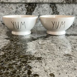Rae Dunn “Yum” bowls - white ceramic